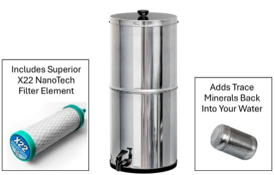 Stainless Steel Gravity-Fed Water Filter System (2.25G)